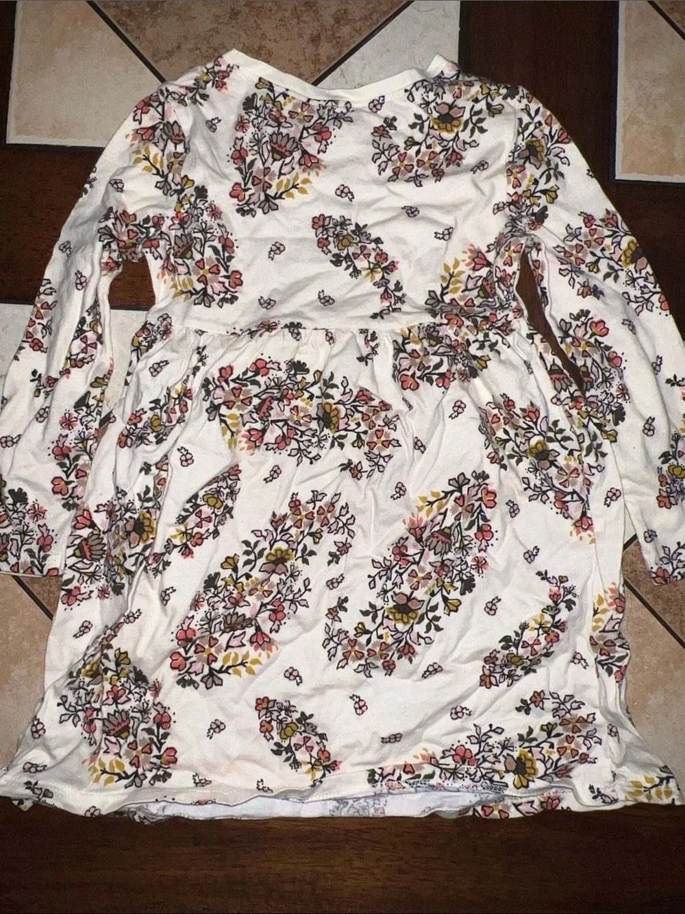 Old Navy White Floral Long-Sleeve Dress with Pink & Yellow Accents